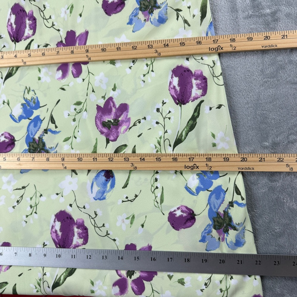 Vintage Express Floral Maxi Dress 11/12 Green Purple Tulip Slip 90s Straps - Picture 10 of 15